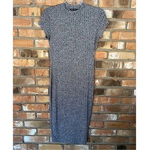 Shein Women’s Gray Ribbed Short Sleeve Bodycon Sweater Dress Size 4 Small